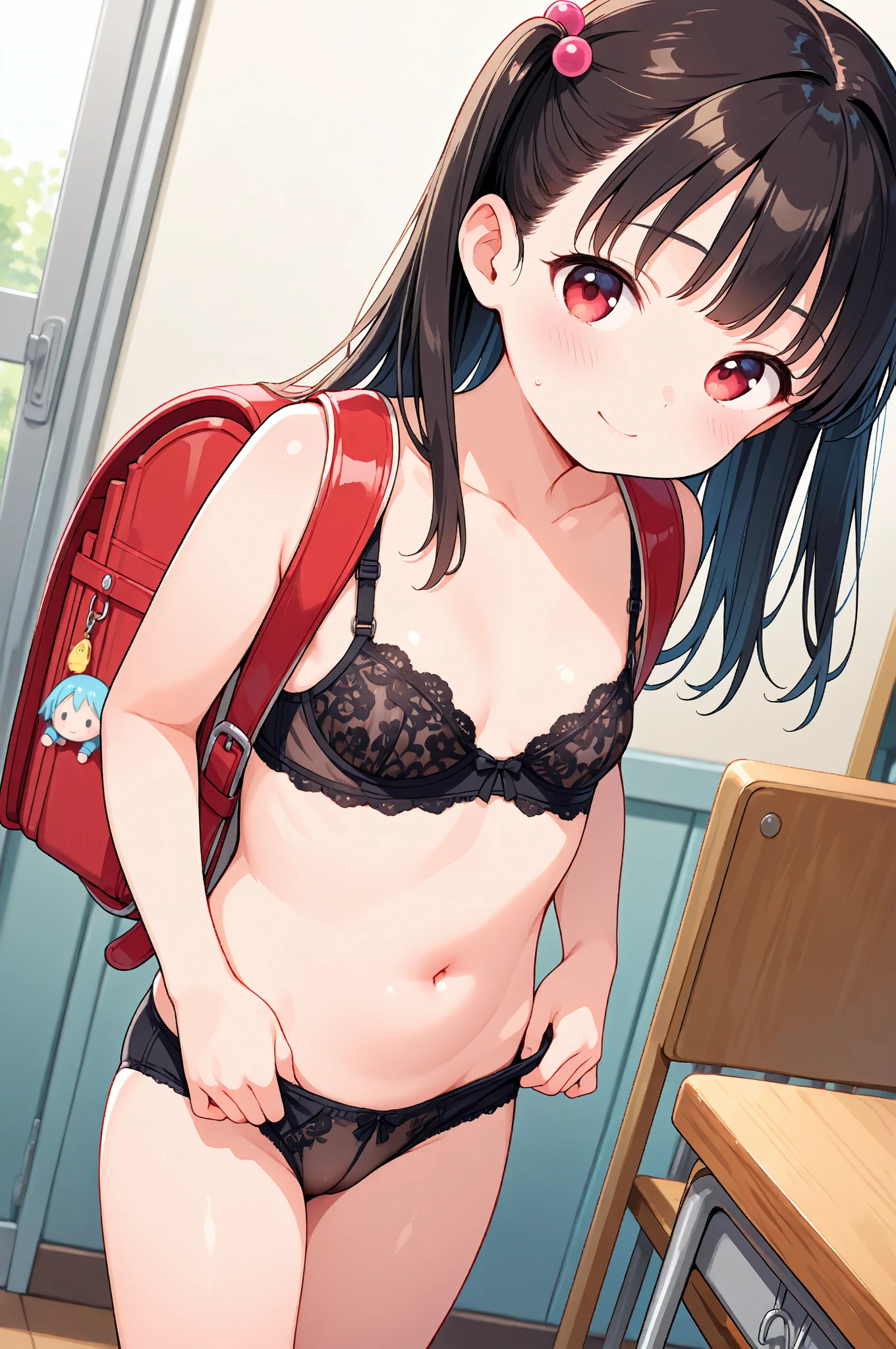 masutepiece, Best Quality,Illustration, Wallpaper, Ultra Detail, Little Face Lori、(((molesting)))、((fear:1.5)))、(Teary-eyed:1.5)、(((Cute underwear)))、ample breasts、((Morester))、Cherry-colored nipples