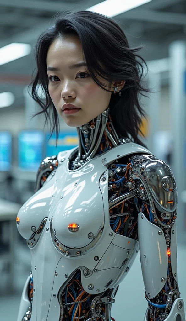 Translucent ethereal mechanical girl，Futuristic girl，Mechanical jointecha-girl，futuristic urban background