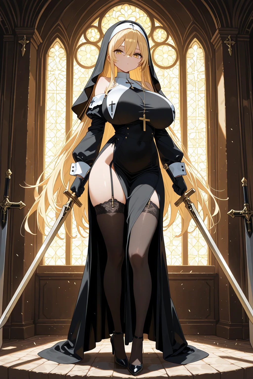 takashi takeuchi,Artorian Pendragon \(Fate\), Saber,1girl in, :D, Ahoge, Blonde hair, Naughty big、large full breasts、 Choker, cleavage, 鎖骨, Dress, elbow groves, gloves, Green eyes, hair between eye, Hair Ribbon, Indoors, Looking at Viewer, bow ribbon, ribbon choker, Short hair, Smile, duo, stairs, Strapless, straplessdress, wedding dress, White Dress, White Gloves, White ribbon, , ((masutepiece)), Best Quality, High resolution, Unity 8k壁纸, (Illustration:0.8), (Beautiful detailed eyes:1.6), extra detailed face, Perfect Lighting, extremely details CG, (Perfect hands, Perfect Anatomy)、(Skirt lift:1.3), (Black panthee:1.3)、(Skirt that rolls up:1.3)、(Fully exposed panties:1.5)、