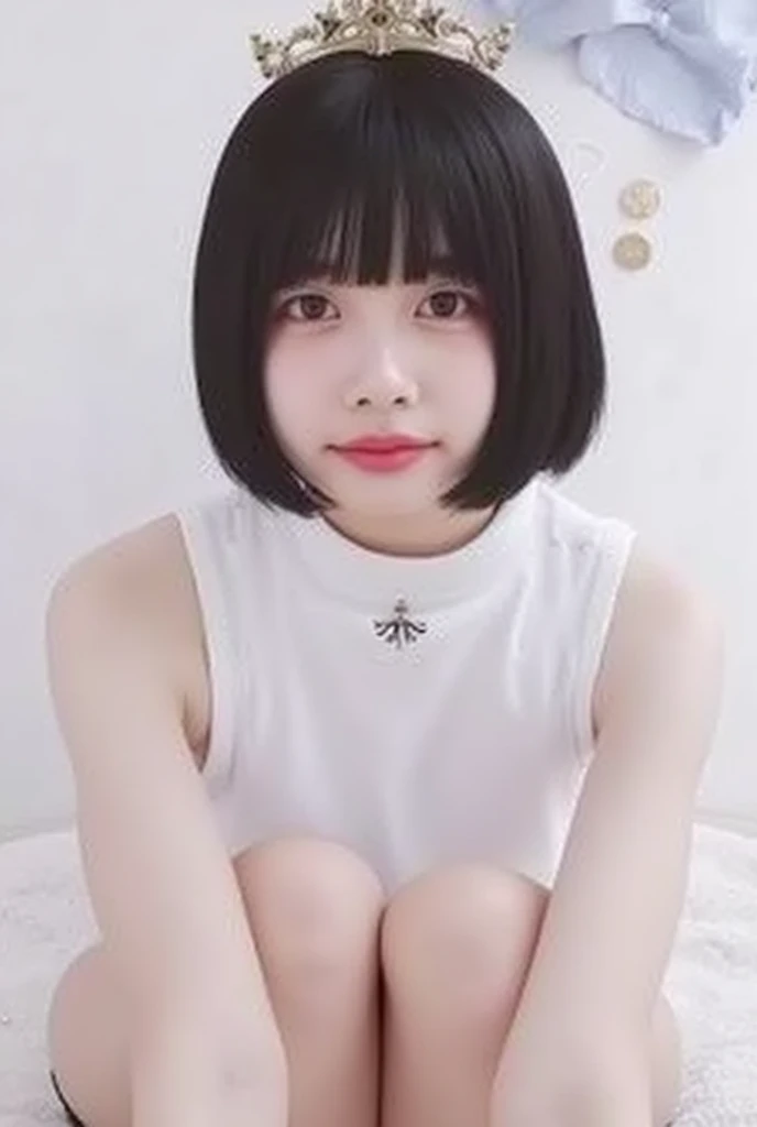 ollarbone,black t-shirt,off-shoulder look,mini skirt,open mouth,tongue out,cum on tongue,Sitting on a black sofa,looking ahead,from above,flont view,face focus,open mouth,tongue out,(1girl,Beautiful 16 year old girl),((Slender,Small breasts,Small face,)),looking at viewer,Black Hair,bangs,straight,Beautiful and detailed,embarrassed,Dimly lit room,Simple Background,Black background,Low lighting