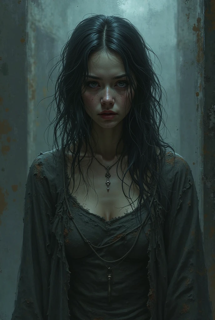 8K、zombie、tatteredclothing、rotten skin on the face、Face full of scars、Dirty muddy hair、Highly detailed dry rotten peeling dead skin、Malnourished women、blindly、wide angles、detailed environment、细致背景、ighly detailed、Convoluted、Detailed skin、Natural colors、Professional Color Grading、photorealisim、8K、Moody lighting、Art by George Fau、超A high resolution、A hyper-realistic、Cloudy eyes、eyeballs fall、Part of the face becomes a skeleton、attack someone by baring one's teeth、skin on face peels off、a person々Attack,