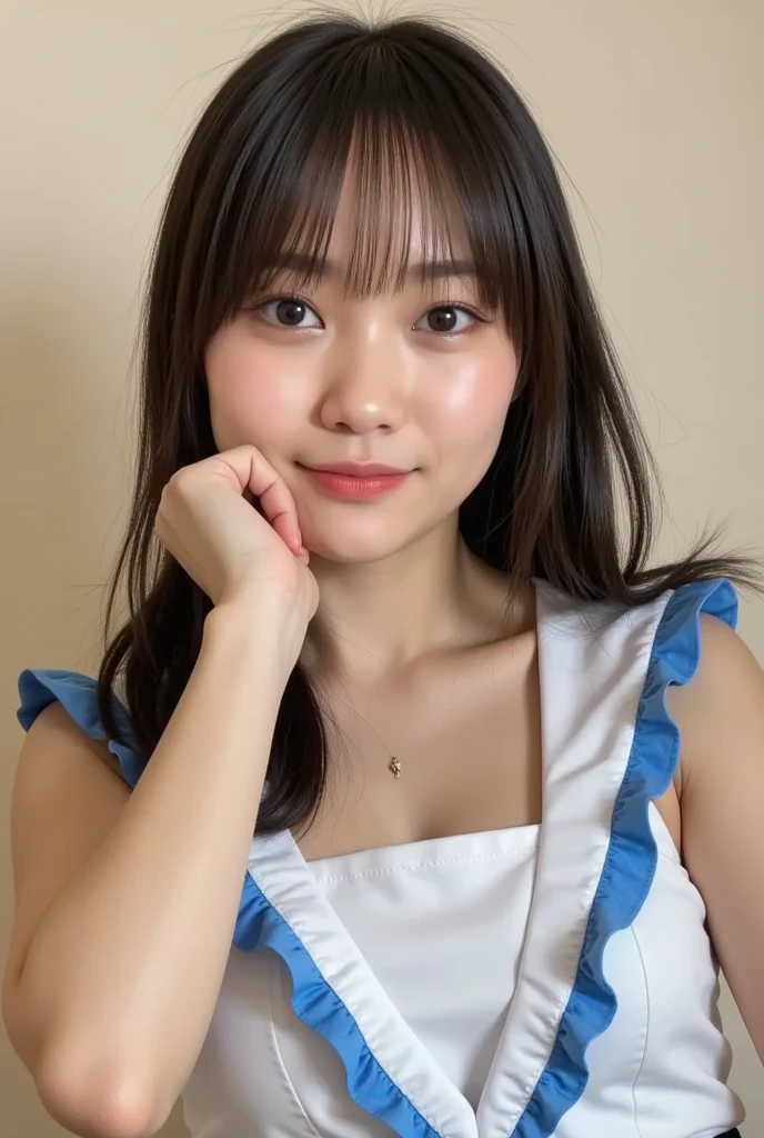 masterpiece,best quality,(Japanese girl),((Beautiful girl)),cleavage,(off shoulder:1.2),(perfect body beauty:1.2),(shy smile),beautiful teeth,From slightly above