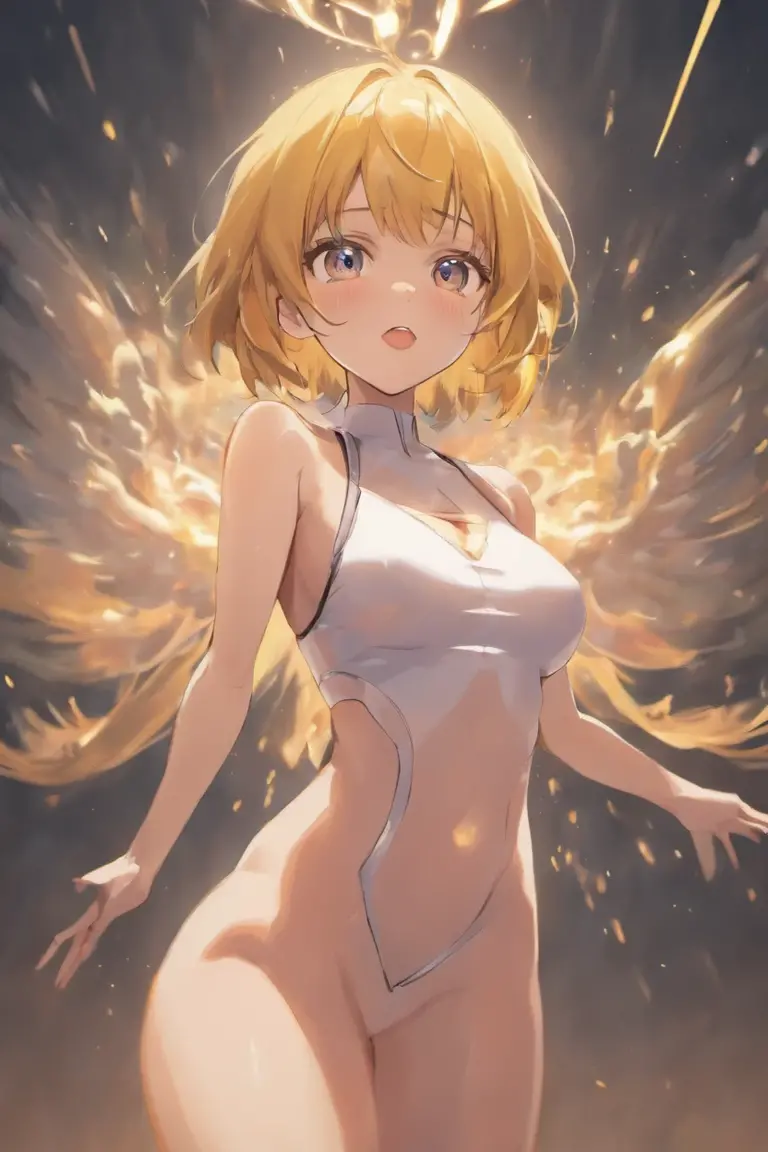 nude, female masturbation, pussy, spread pussy, Hairless Pussy, breast, medium breast, best quality, perfect anatomy, dynamic lighting, nsfw, 1girl, character focus, close to viewer, from below, embarrassed, closed eyes, open mouth, Sakamata Chloe, love juice, breast milk