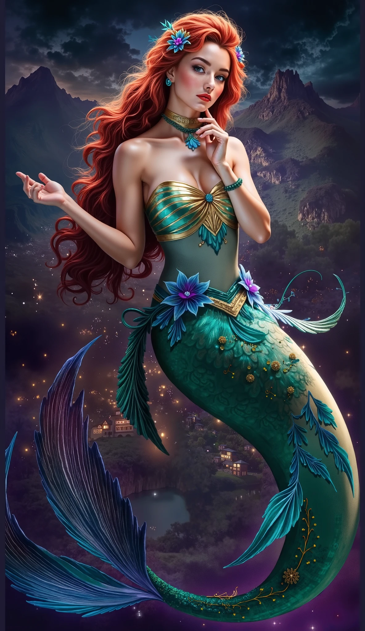 The Little mermaid Ariel Disney, gorgeous, perfect hands, full body, perfect face, , Antonio Manzanedo art, hyper detailed, trending on artstation, intricate details, highly detailed, Broken Glass effect, no background, stunning, something that even doesn't exist, mythical being, energy, molecular, textures, iridescent and luminescent scales, breathtaking beauty, pure perfection, divine presence, unforgettable, impressive, breathtaking beauty, Volumetric light, auras, rays, vivid colors reflects, RAW photo, full sharp, (FullHD epic wallpaper) 8k uhd, dslr, soft lighting, high quality, film grain, Fujifilm XT3