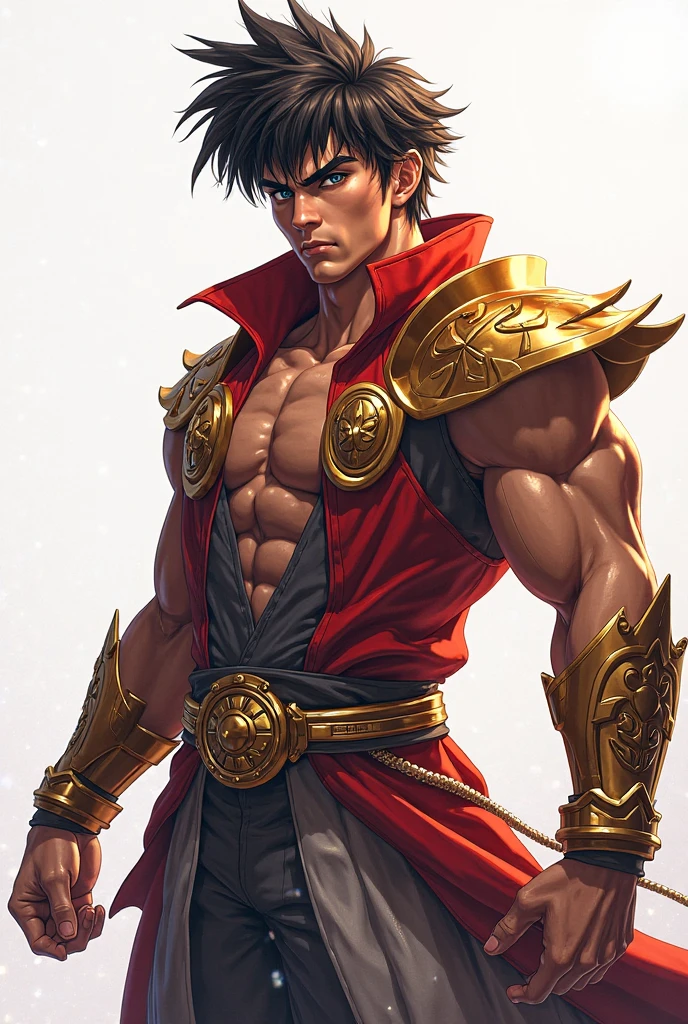 Tiger warrior, by ageaus,comic book style, illustration, solo, abs, pecs, male, [[proud pose]], nipples, masterpiece, best art, armor, full body, furgonomics