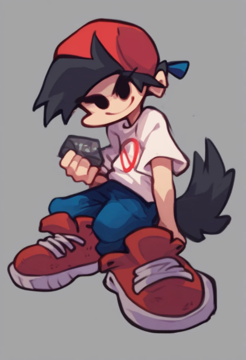 score_9, score_8_up, score_7_up, score_6_up, masterpiece, best quality, mobian, female, wolf girl, greyish green, yellow eyes, baggy tank top (red tank top), shorts, sport shoes, smoking, city alley, detailed, masterpiece, medium breast, hips, half-closed eyes, looking at the viewer, short hair, messy hair, red headband, standing, leaning forward, sport shoes, furry