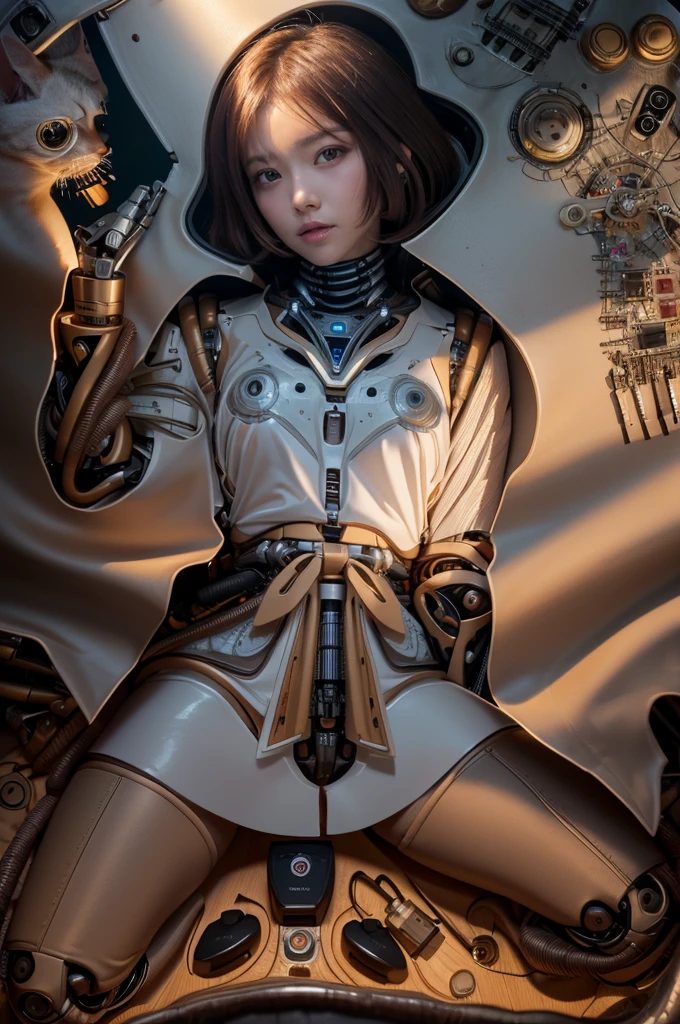 zhongfenghua, (RAW photo, best quality), (realistic, photo-realistic:1.3), extremely delicate and beautiful, Amazing, finely detail, masterpiece, ultra-detailed, highres,best illustration, best shadow,intricate,depth of field,(dramatic lighting:1.4),(from above:1.2),sharp focus, volumetric fog, 8k UHD, DSLR, high quality,(film grain:1.4), Fujifilm XT3,full body,A beautiful young woman wearing black trench coat, half human half robot face, ((1 robot,1 robot,Mechanical costalis,Mechanical spine))|Monotonous metallic color,Metal has no color, robot no color,robot girl,metallic mixture,cyborg girl)),looking at viewer, facing front, fighting stance
(Cable:1.2),(Transmission tube:1.2),(Machine eye:1.3),((Mechanical part connection)),((both arms)|(complex mechanical component:1.2~1.6)),((costalis)|(robot joints:1.2~1.6)), ,streamlinerai mecha,(lightsaber),earth,milky_way,starry,water,((armor)),water,wave