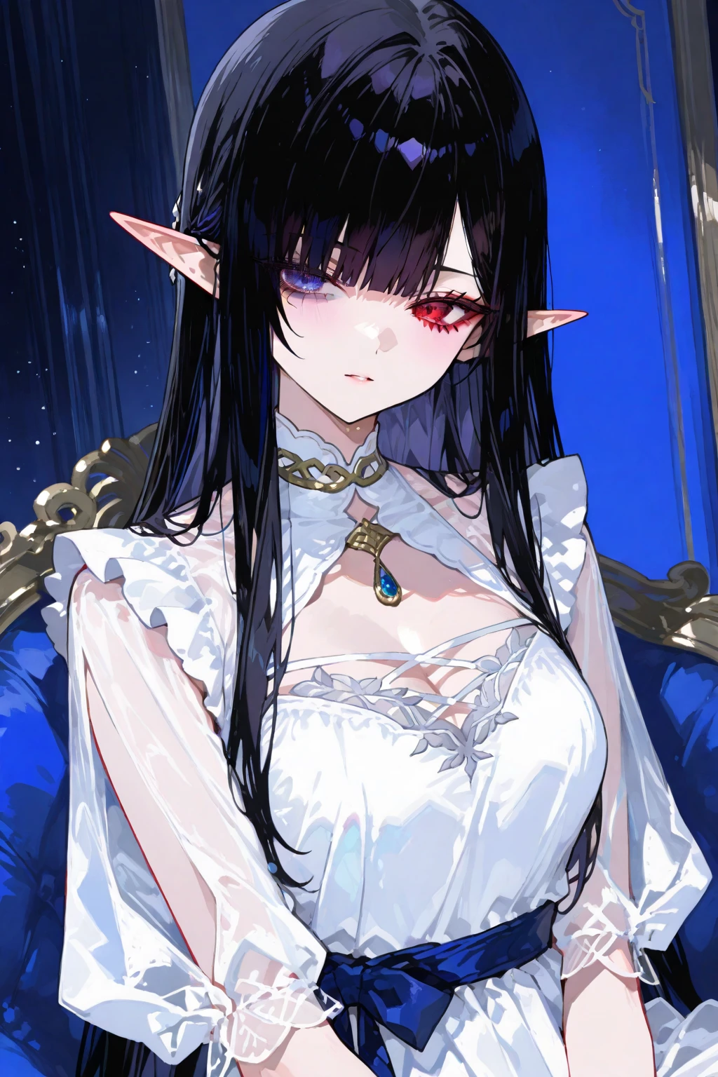 (masterpiece,best quality,ultra-detailed),1girl,beautiful and detailed face, detailed eyes,looking at viewer,delicate:1.2,((grey theme),((depression, sadness, melancholy)),pointy ears,pale skin,tired expression,sad,swollen eyelids,(loli),in a dark cave,cum on belly