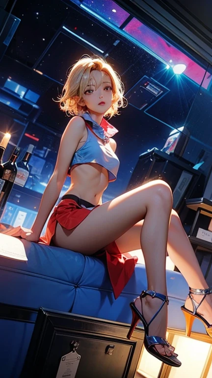1female,15yo,Slim,熟妇,medium cleavage breasts Thin waist,slenderlegs,Pornographic exposure, 独奏, Hoshino Ruby, symbol-shaped pupils, (left star-shaped pupils:1.2), sparkling eyes, (star in left eye:1.2), symbol in eye, red eyes, long hair, blonde hair, bangs, blush, (side ponytail:1.1), (transparent white bathrobe, stocking, red high heels), looking at viewer,((Background with:in the office, at night, night city view),sexy pose,Sweat profusely,drenched all over the body,seen from the front, hair straight, mostly cloudy sky,(((tmasterpiece),(Very detailed CG unity 8K wallpaper),best qualtiy,cinmatic lighting,detailed back ground,beatiful detailed eyes,Bright pupils,(Very fine and beautiful),(Beautiful and detailed eye description),ultra - detailed,tmasterpiece,)),facing at camera,(Full body photo),Show shoes,A high resolution,ultra - detailed),revealing breasts, Bulge,legs are open,Raised sexy,Flushed complexion,Open-mouthed,frontage,full body,