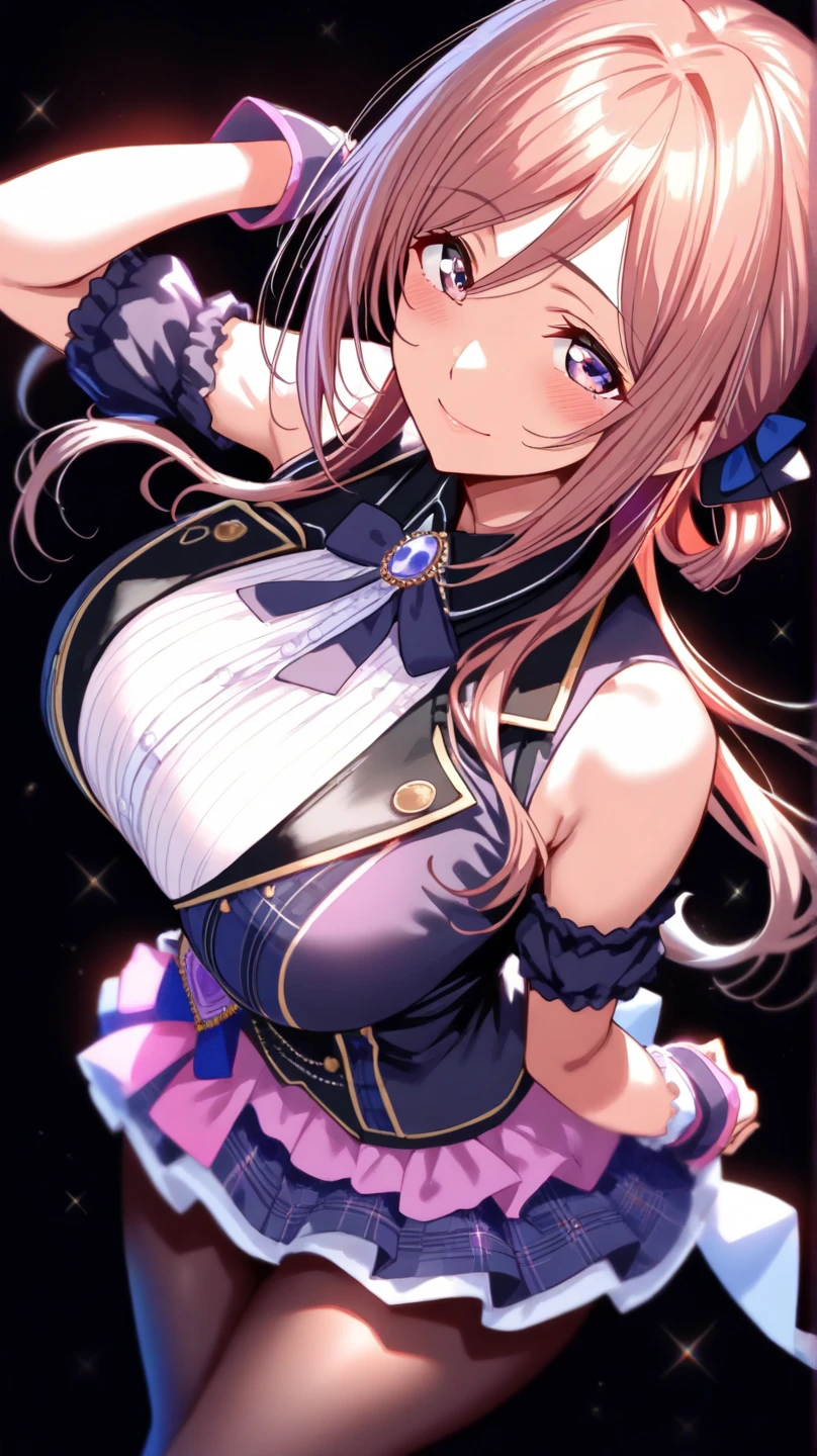 Very cute and beautiful cheerleader girl,(Very exquisite beautiful face and eyes:1.2),(Holding a pom-pom:1.2),(Laugh together),((Big Breasts))、((Sweating all over the body))
(Stadium Stand),Cowboy Shot,Dynamic pose,zettai ryouiki,(Orange sleeveless shirt),Beautiful legs,Skirt flip,White panties,Dynamic Angle,Redhead、Yellow headband、
(Highest quality,masterpiece:1.2),Intricate details,Very detailed,High resolution,1 Girl,Looking at the audience,
Natural light,Hair blowing in the wind,Beautifully detailed skies,