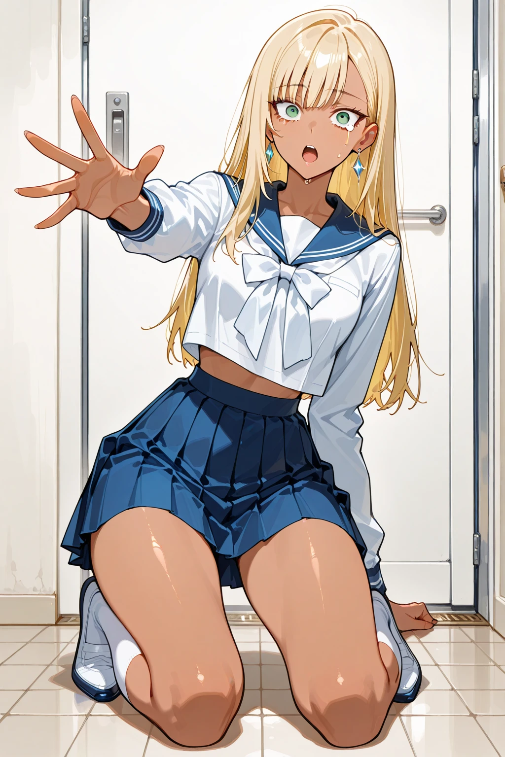 A 15-year-old super beautiful blonde Japanese girl wearing a super shiny silver long-sleeved sailor suit made of latex A pussy covered in white slime and pubic hair is forced open She was raped by the doctor and had sex in the missionary position while crying She gets a huge load of cum inside her