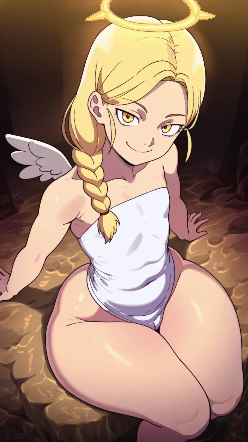 marle, happy, solo, hill, valley, (pendant:0.95), ponytail, strapless dress, nadiaoutfit, sky masterpiece, expensive quality, very_expensive_solve, big_file size, full color,(completely nude:1.2),pussy,niplles,(Loli kid)