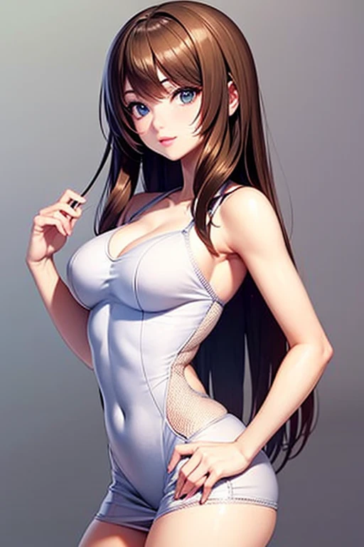Behold the beautiful girl with slender figures, yet her assets are undeniably alluring. Unclearly concealed beneath her clothes, her big breasts take center stage, emphasized with every seductive curve. Leaning against a wall, she strikes a sexy pose, her gentle smile playing upon her lips. A true sex symbol, her allure transcends the mundane, leaving all who gaze upon her in awe.