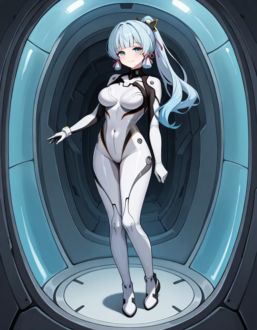Whole body diagram，transparent costume，catss,pilotsuit,Tall，cat ear，Gel coat，（tmasterpiece，best qualtiy，A detailed）， inside in room， looking at viewert， 1girll， 独奏， full bodyesbian， from the above， ssmile， sitted， wariza，
origin， 1girll， 独奏， long whitr hair， nedium breasts， tightsuit， Very long hair， looking at viewert， mediuml breasts， face expressionless， Cover the navel， thigh gap， Keep one's mouth shut