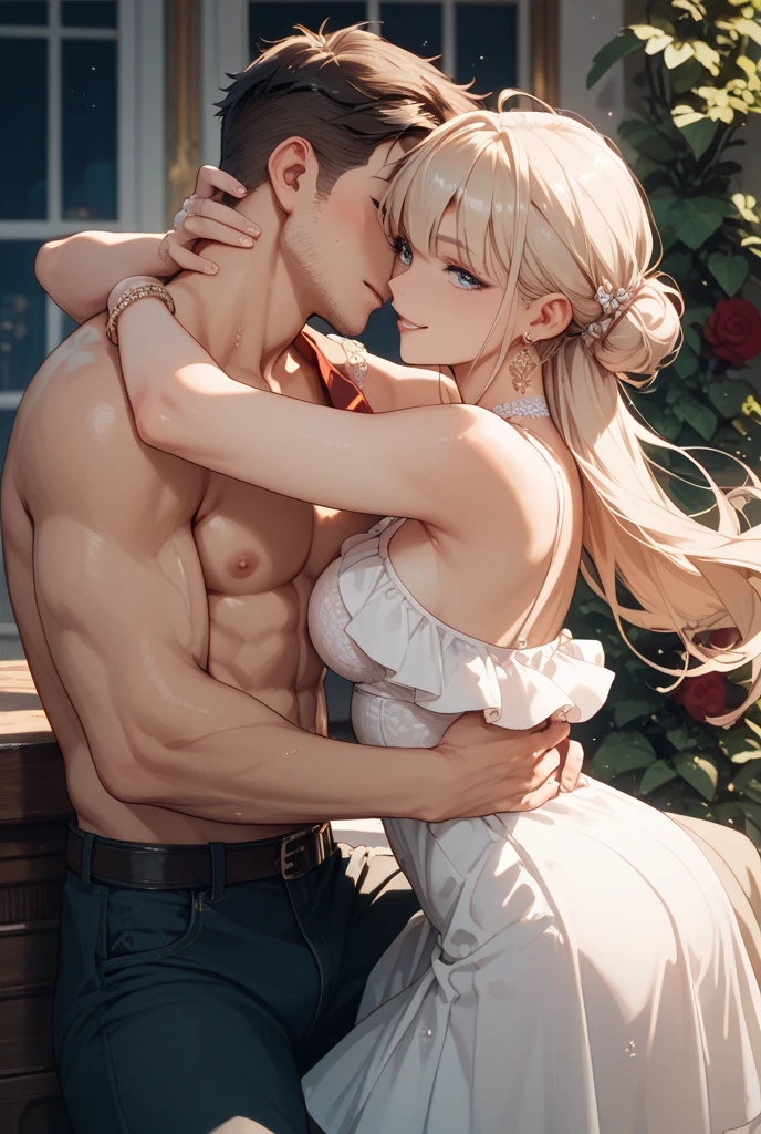 (best quality,4k,8k,highres,masterpiece:1.2),ultra-detailed,realistic,romantic couple kissing in the classic wind,soft breeze,gentle sunlight,lovers in embrace,passionate kiss,whispering sweet nothings,affectionate moment,intense chemistry,subtle blush on their cheeks,symbol of love,endless romance,historic setting,beautiful vintage dresses,flowing fabric,ethereal atmosphere,delicate lace details,colors of love,soft pastel tones,subtle highlights and shadows,twinkling eyes,dreamy expression,loose tendrils of hair,carefully tousled hairstyle,artistically tousled,soft sunlight casting gentle glow on their faces,hint of wind rustling through their hair,sense of movement,graceful gestures,whisper of a smile,classic architecture,timeless beauty,classical music playing in the background,serene melody,creating an enchanting ambiance,romantic masterpiece.