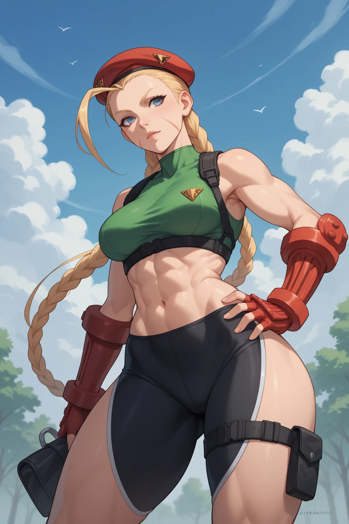 small chested girl with a good bit of muscle, a faint six pack, wide hips, thick thighs blonde, green eyes, white blank background,gym wear white leggings, hinata hairstyle, thick, plus size,huge ass