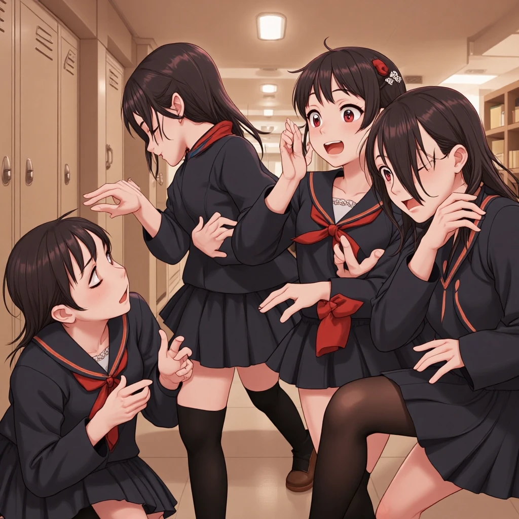 Nudist girl breakdancing、A lot of close elementary school boys squatting together、surround each other's face、((Laughter and joy))、in group photograph、Group Selfies、Recording Screen、