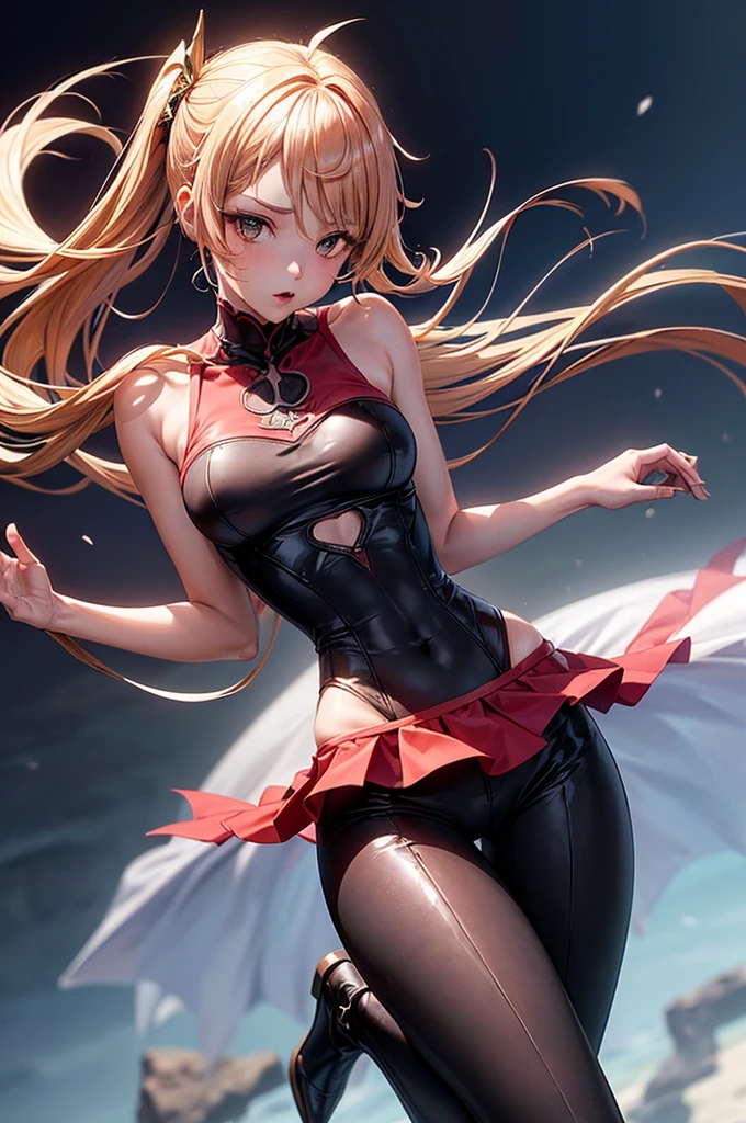 アニメ、One beautiful blonde girl、red-eyed、idol、dance