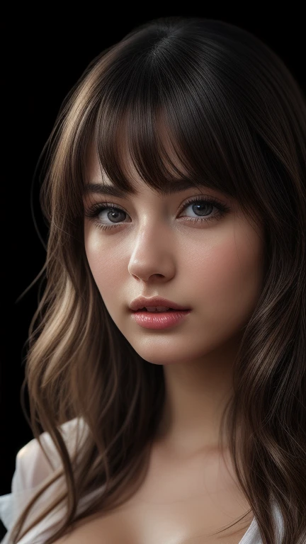 realistic 8k detailed portrait of a young woman gazing up at the stars, long wavy brown hair, beautiful detailed eyes, beautiful detailed lips, extremely detailed face, longeyelashes, serene expression, night sky with stars, milky way galaxy, moody lighting, cinematic, dramatic, highly detailed, photorealistic, award winning digital art