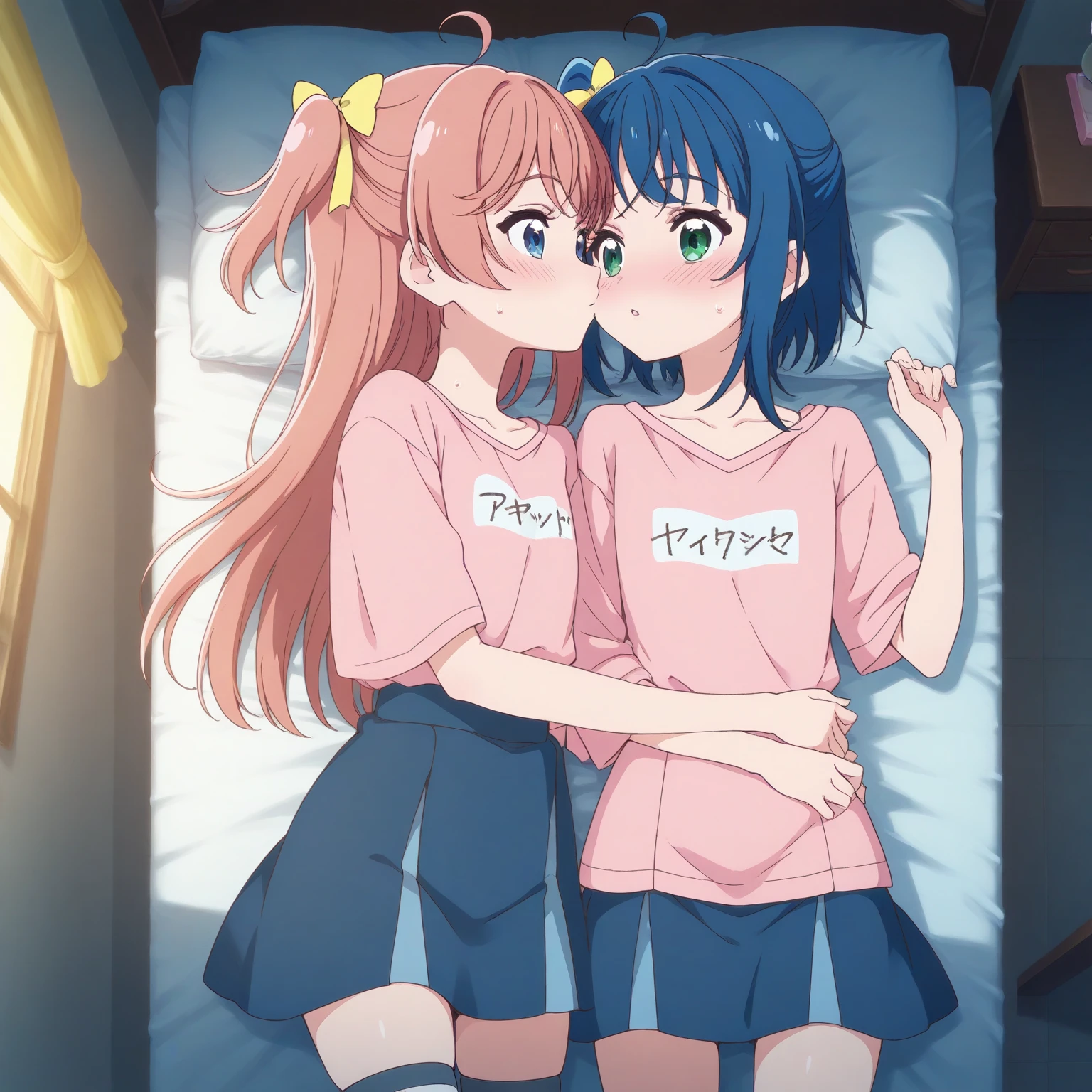 Anime characters hugging and hugging each other, Shirabii, yuruyuri, Twin-tailed, yoshitomo nara and aya takano, ( ( ( yoshinari yoh ) ) ), two beautiful anime girls, Rin, hana yata, Ecchi anime style, Gapmoe Yandere, Anime Girls, Cute Anime, Rei Hiroe, shirobako