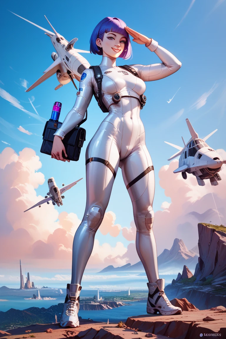 Harley Quinn from DC, big breasts, frontal, full-length, looking at the camera, facing the audience, standing pose, simple background, three-dimensional light, detailed full-body concept, sleek digital concept art, beautiful full-body concept art, art trend, CGsociety full-length,