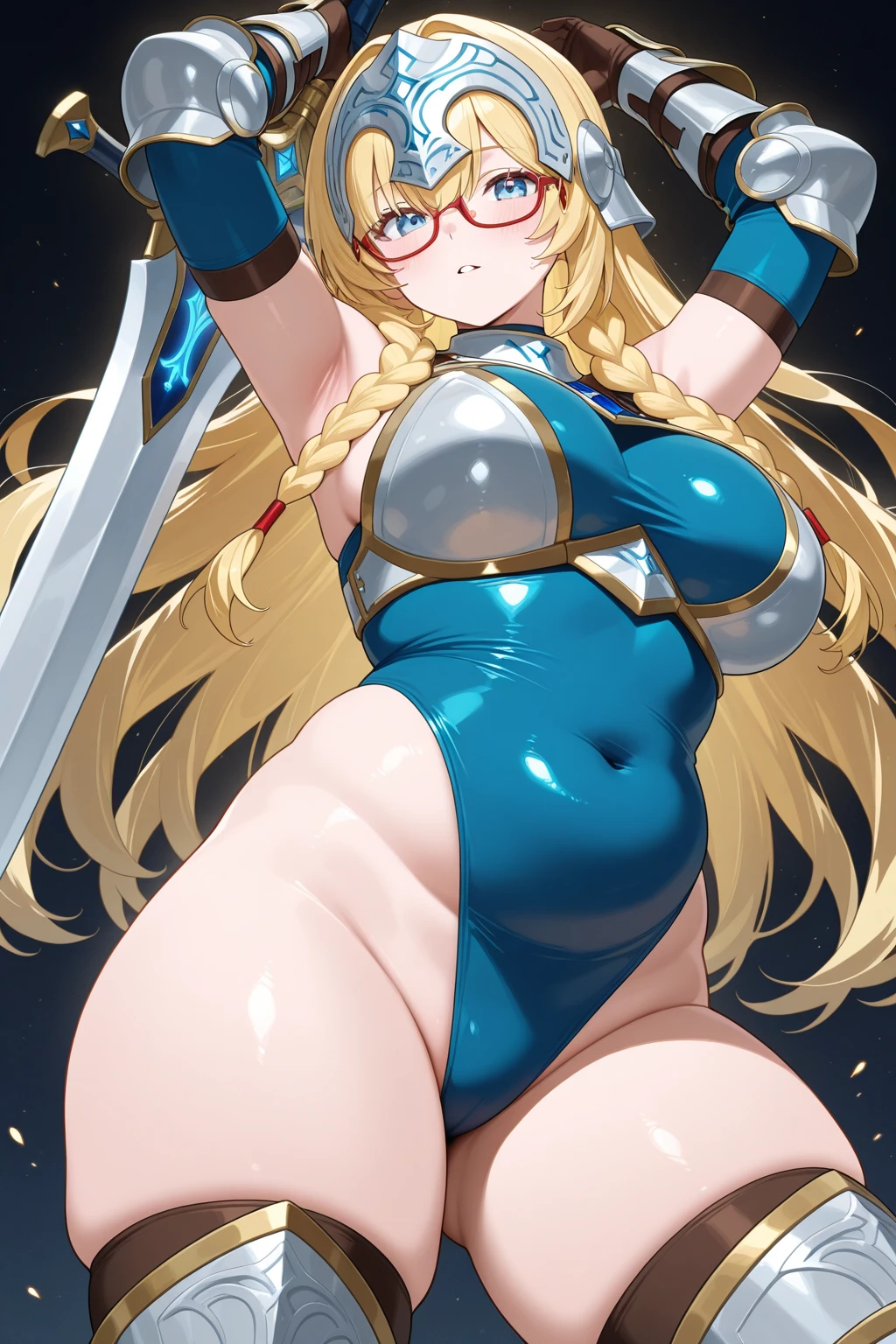 1girl, (huge, massive, oversized) breasts, wide hips, thick thighs, full body, platform heels, ultra-detailed, (hyper-detailed:1.5), full body shot, masterpiece, best quality:1.2), (Detailed face and eyes:1.3), (high resolution:1.6),Best Quality,(masterpiece:2.0), (very long, extremely long, blonde) hair, ponytail, (green, empty) eyes, (wide, massive) hips, (thick) thighs, high resolution, full body, platform heels, dollsuit, thighhighs