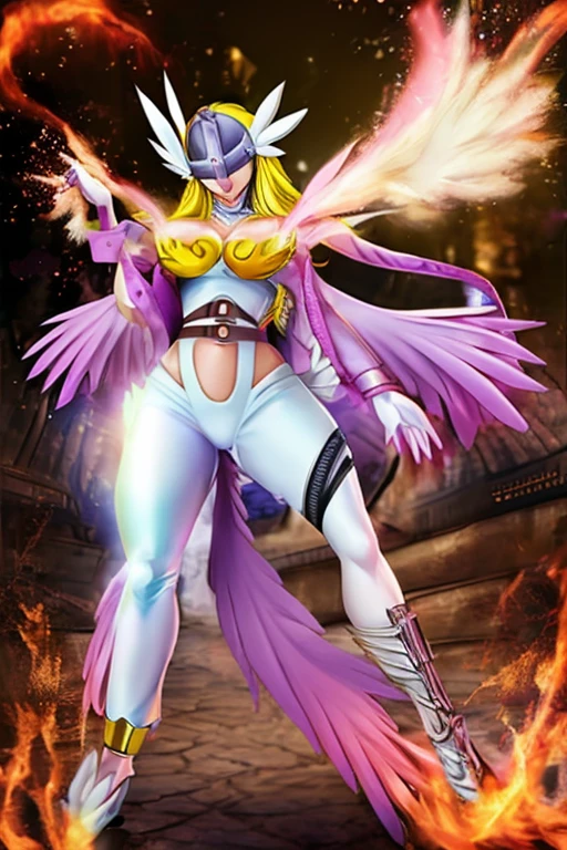 masterpiece, best quality, ultra-detailed, faye, harrieroutfit, smiling, solo, 8k resolution, gorgeous, hourglass figure, close-up, absurdres, cowboy shot, hazel eyes, happy, 2legs, thick thighs, wide hips, huge breasts, electricity covering body, lightning, surrounded by electricity, 3d