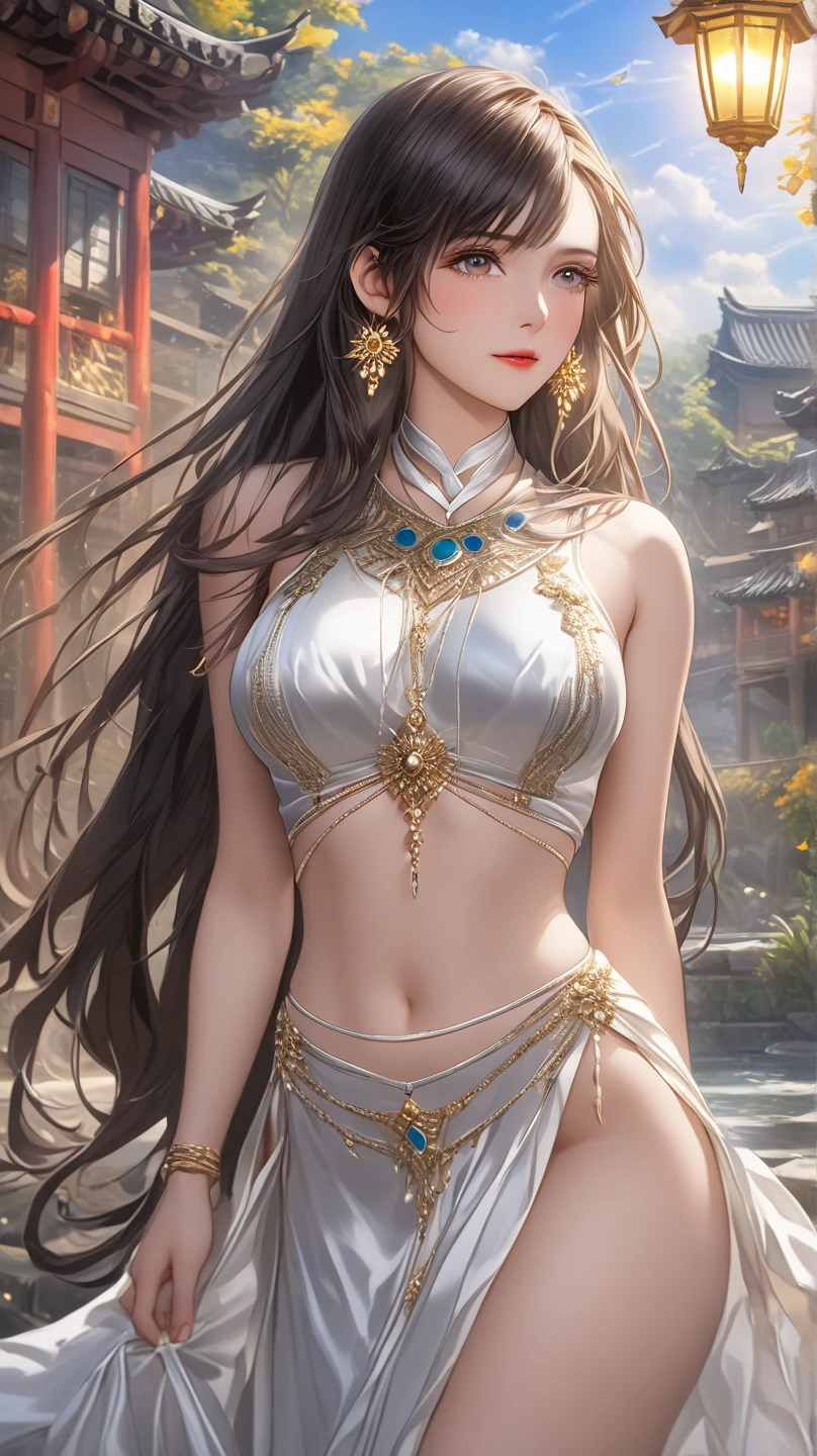 Zerg Queen Beautiful Girl: Ranlinger, 18 years old with slim body, (Belly dancer:1.6), Messy Hair, beautiful Perfect Face, Soft Skin, Perfect Face, Yasutomo Oka's painting style, Big firm Breasts, hard nipples, wearing Belly dancer's (see-through:1.6) red dress, breasts exposed, cleavage is exposed, jewelries, tiara, Add light purple and purple, Add Light Red, Intricate details, Splash screen, 8K resolution, masterpiece, Sexy, Sharp Eyes, Break, white silver, dynamic sexy poses, sweat, (dancing:1.4), (16th century arabic castle, alhambra palace, geometric pattern mural:1.3), Sharp Eyes, Break, white Blonde, Strong winds, Colorful light