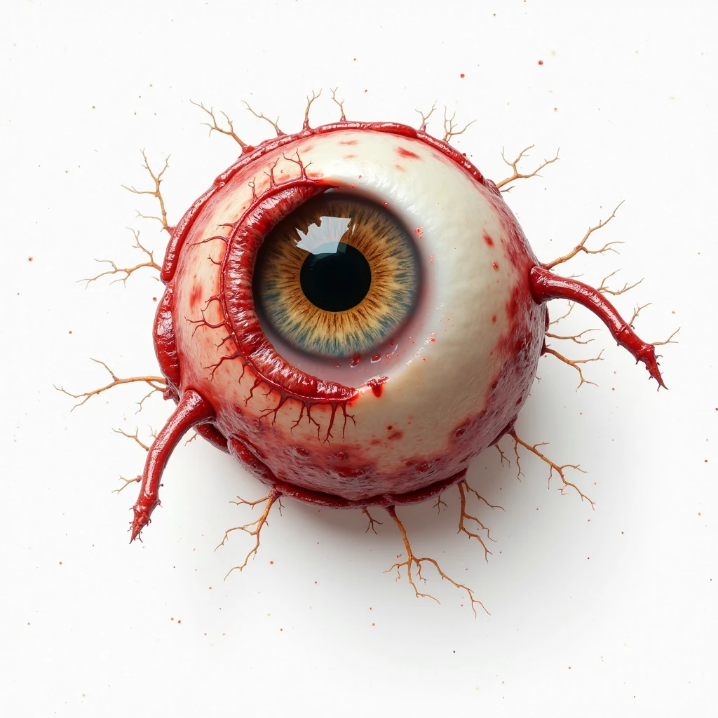 A giant eye with red veins ((Cartoon)) ((realisitic)) ((greenscreen))