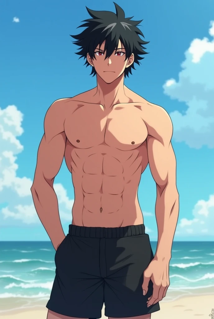 (Ultra High Definition Face), Perfect Anatomy, musculature, (Bulge), Black((Swimming Brief)), Shirtless Man, ((Shiny body)), (toppless), (Super masterpiece), Sunshine, in poolside, hight resolution, (Ultra high definition), 1boy, ((shiny))Swimming Brief,abdominals,frombelow,
