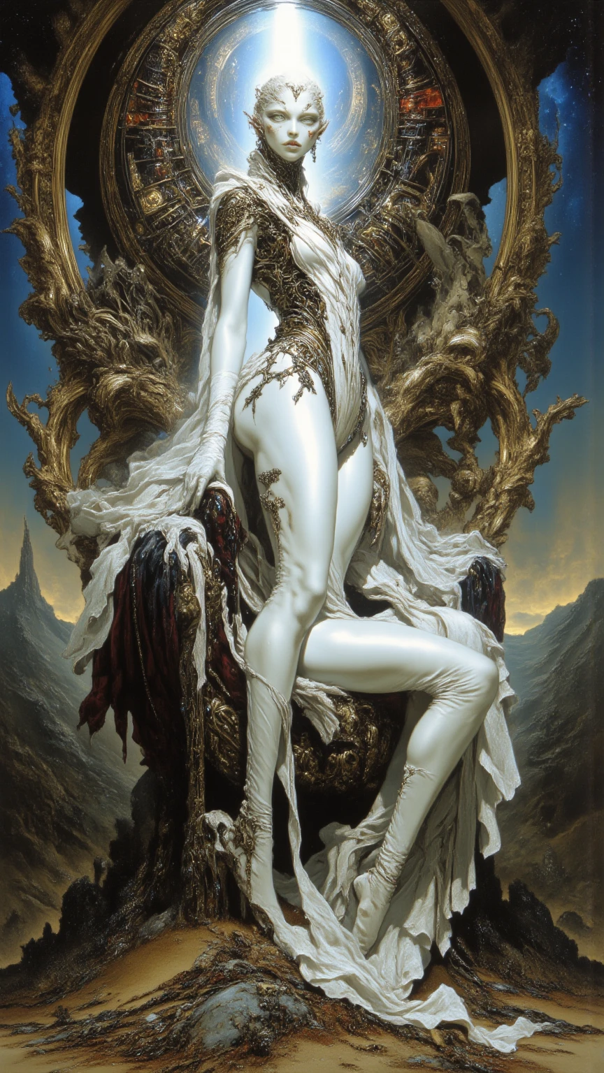Beautiful woman with sword in hand by a huge dead tree, standard figure, anatomically correct, ccurate, white skin, red clothes, white skull on the ground, pointed peaks in the background, layers of strange mountains, bright and natural, cool colors. Photographic effect, best quality, masterpiece, super high resolution, (realistic:1.4), original photo, 1girl, ((black lace dressing gown)), ((small breast)), cold light