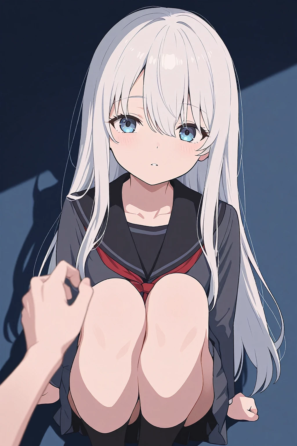 A naked young girl、Tied up with hands behind back、Gray Hair、Exposed to the elements in a city with heavy snowfall、squat、Wide-open legs、Spread your legs、Raise your knees、Spread your legs、Expressionless and dead eyes、Desperate look、Nipples、Pussy、Snow piles up on my body、Small breasts