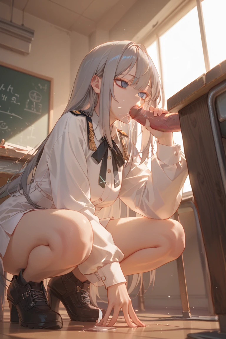 ,(((Liz Hellesta))),gameroomconcept,PC Desk,Sitting in a gaming chair,Preste,Game Controller,keyboard,((Looking at the smartphone in his hand)),vtuber,Game Now Streaming,White Delivery Room,Liz Hellesta髪1,((Dressed seriously)),(((Do not expose breasts))),lady bed,masterpiece, Highest quality, Beautiful and sexy, ((From below)), (1 female), 1 male,Liz Hell,(Straight gray straight hair,((Bangs)),((Beautiful Japanese girl face)),Thin face,Beautiful woman face,Precise depiction,Excellent costume design, charm, (real chest), (8k Full Body RAW Photo), (Highly detailed skin: 1.2), ((Oily skin)), Captivating look, Highly detailed face, ((Grey Hair)),fine grain, ((Sweaty body)), Inside the room,1 Girl,Open your mouth,(((Open your eyes))),(((View here))),(((Open your eyes))),(((Open your eyes))),(((Wide pelvis))),(((Very muscular and thick thighs Veins,))),Thigh gap,(((Narrow waist))),(Realistic:1.0),Front view,1girl,lh1, ,White lace panties、(((Hairy pussy))),(((Black pubic hair))),Open Pussy,Open labia,((Big exposed clitoris)),Viscous love juice is dripping,Hair Ornament Net、Long Hair、Long sleeve、Pleated skirt、(Blue silk thigh-high socks)、((Armband))、Navy blue pleated mini skirt、((White jacket, cotton material))、(tight white shirt)、Navy Blue Skirt、(Metallic black thigh straps),(((Front view))),Focused on PC gaming,(((Close ~ eyes))),(Crying face),tears,Are crying,((Expressions of pain)),Frowning,Saliva,((Open your mouth)),Showing teeth,Constricted eyes1,