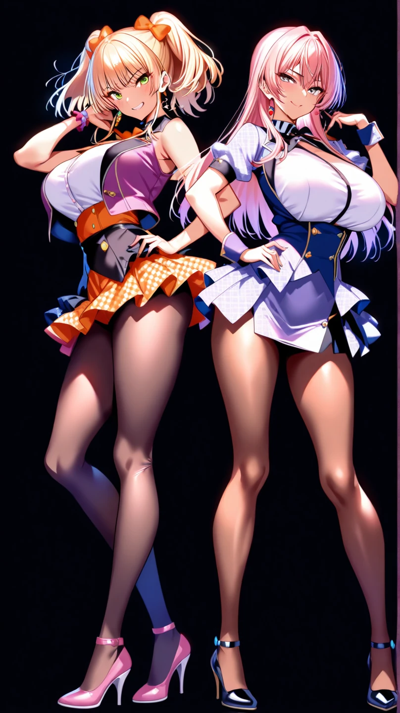((masterpiece、Highest quality、Official Art))、snap shot、Idol Concert、Concert Stage、(3人のcute naked girls、12 years old、smile、sing、dance、Ribbon headband、Ultra mini skirt:1.2、Idol Costumes:1.2 )、Exposing the breasts、Hair of different colorr.々Hair style、(((Full nudity、Pussy、cute)))、(Sweat a lot、Glowing Skin)、Anime key visual, ((The characters are unique))