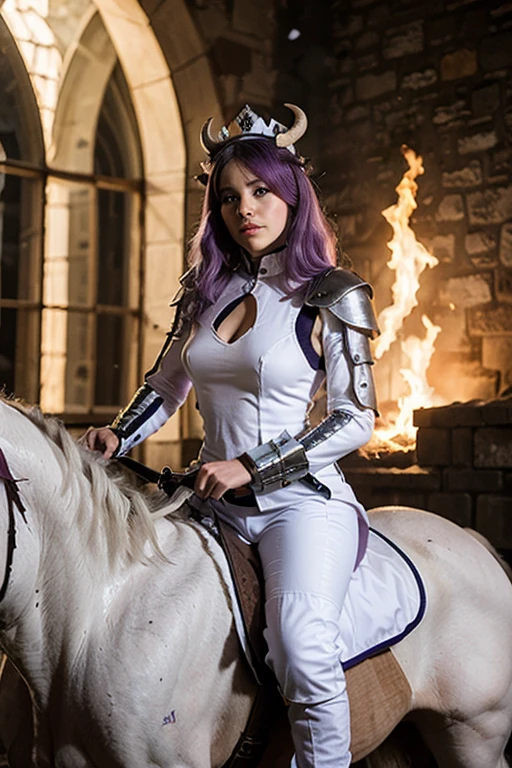 Female idol covered in cows、full body Esbian、、Cyberpunk armor covered with cows）、、Colorful hair、gauntlet of armor、Luminescent、cyber bull horns、Bull handles