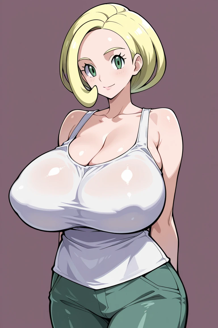show off nipples,topless,score_9, score_8_up, score_7_up, source_anime,masterpiece,best quality,highres,absurdres,official art,official style,source_anime,anime screencap,anime coloring,megami magazine,anime,animated,explicit,
shiny skin,
 hosokowa_miki, blonde hair, short hair, green eyes,huge breasts,