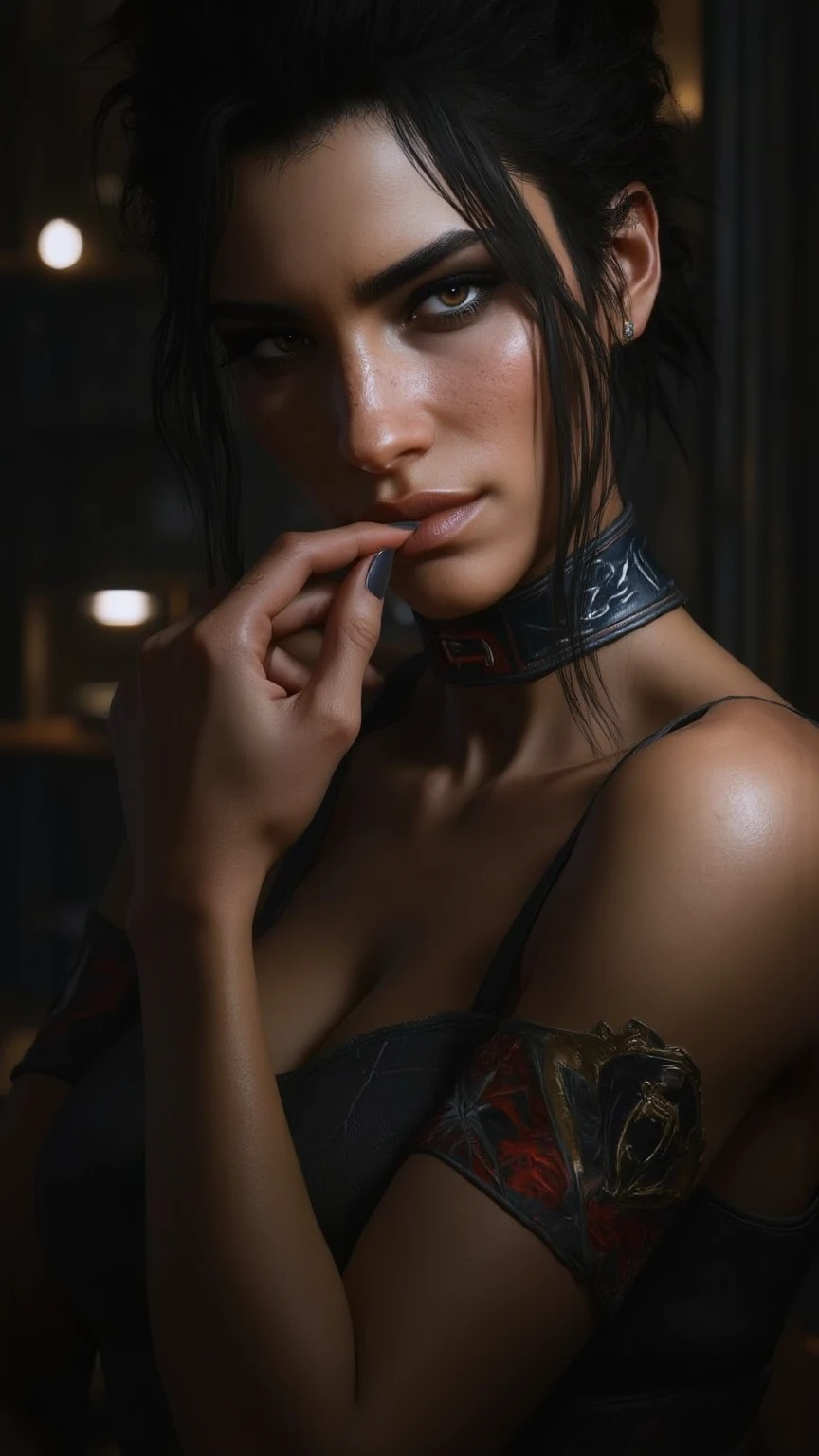 ((High angle shot)), kneeling, ((Emily Willis)), (((exposed breasts, show nipples))), unzipped:1.2, bright eyes, ((costume is opened from her chest to her vagina)), smile, Beautiful woman detailed defined body, ((spider man cosplay)), small breasts, ((breasts popping out)), thigh gap, (freckles) costume is revealing her body, auburn hair, narrow waist, wide hips ((bare chest)), (show nipples) (((location is detailed city rooftop))), time of day is night, the costume is being removed, ((her bare breasts are exposed)), visible nipples, (freckles across her nose)