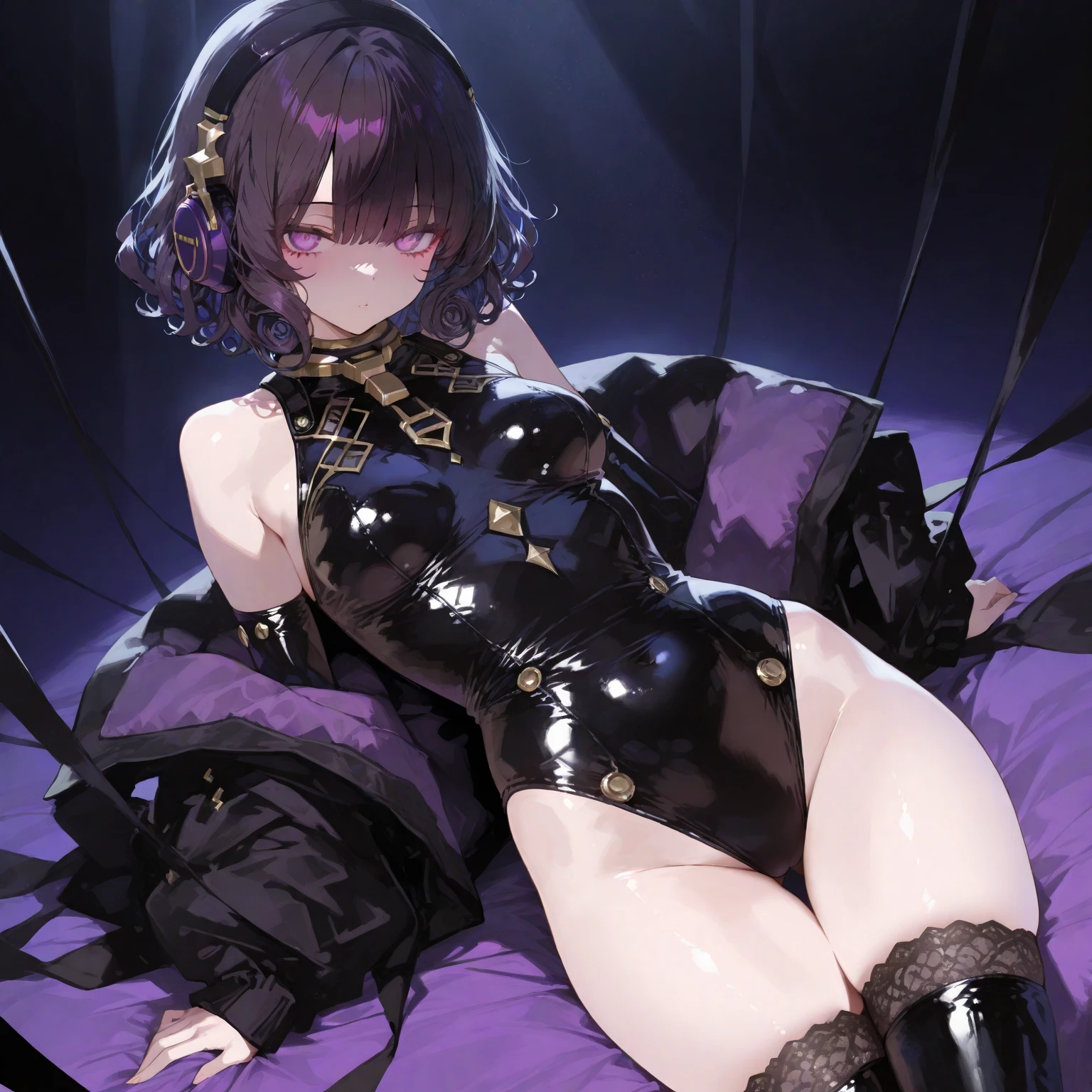 This is in a dark cage、鎖で手を縛られている拘束されているnakedの女、She has a grey lob and a short bob、Small breasts、Small breasts、全naked、naked、Masturbation、Masturbation、I can see her breasts, navel, vagina, clitoris and labia majora.、一糸纏わぬnaked体、R18 Illustration、I can see her breasts, navel, vagina, clitoris and labia majora.、She is looking down in despair、Chains are wrapped around his wrists and he is suspended from above、Arms are chained above the head、Captive Girl、Slave Girl