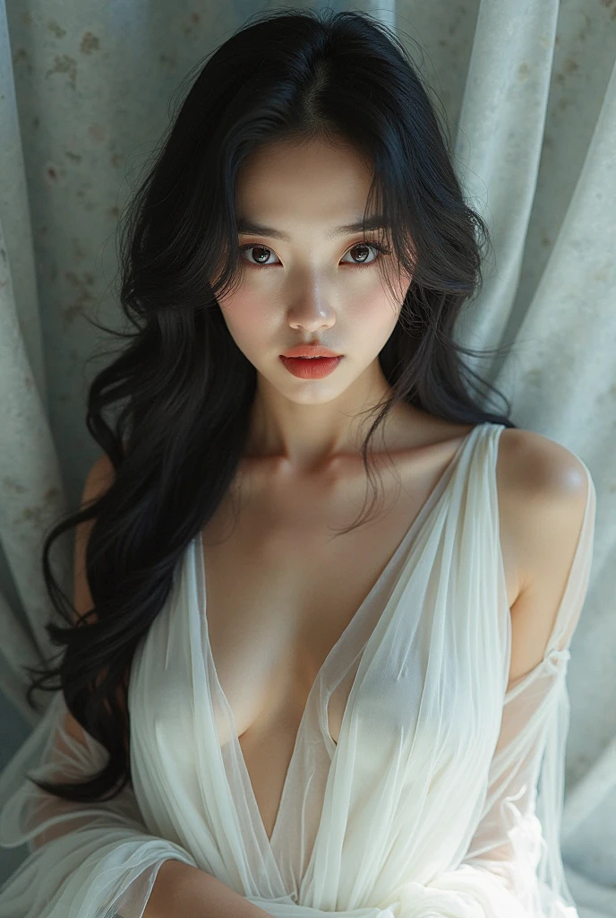 Exposed boobs, , Korean woman, beauty, long hair, lewd