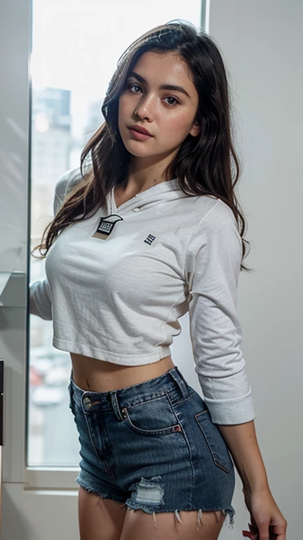 visible pussy, masterpiece, highres, extreme detailed, 1girl, beautiful Monica Bellucci wearing a white transparent t-shirt, no underwear, (m0nic4), photographed by Tim Walker, realistic, photography, working as a construction worker in city in Southern Texas, heavy construction equipment around on site, day, sunlight, directional lighting, Kodachrome film used for photography, analog photography, high quality textures, The perspective is from below, emphasizing the sheer majesty and power of m0nic4