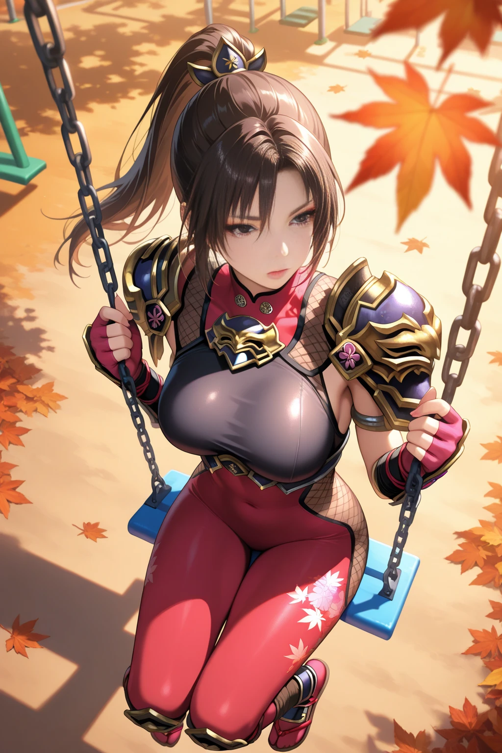 (A work depicting a scene from an anime for adults), ((Braiding, School Swimsuit:1.5, ribbon, Round face, Realistic sized eyes, Droopy eyes, blush, Smile of shame, Thin lips, Spread your legs)), Open your mouth, (outside, On the sidewalk, Terrace table), futa, medium penis, handjob, veiny penis, cum on palm, handjob, penis, cum on hair, ((full-harness made of rope over clothes:1.5))