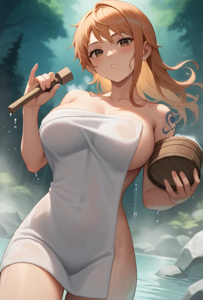 ((Tsunade)),(dot on the forehead),((mature face)),,((thick body)),((Solo)),((complete naked)),(((soap bubbles cover whole body))), ((taking beer cup)),(happy laugh),The face turned crimson(),A MILF,in onsen, trending on artstationh,intricate face details,(Curvy physique), vibrant, 4K, 12k resolution,