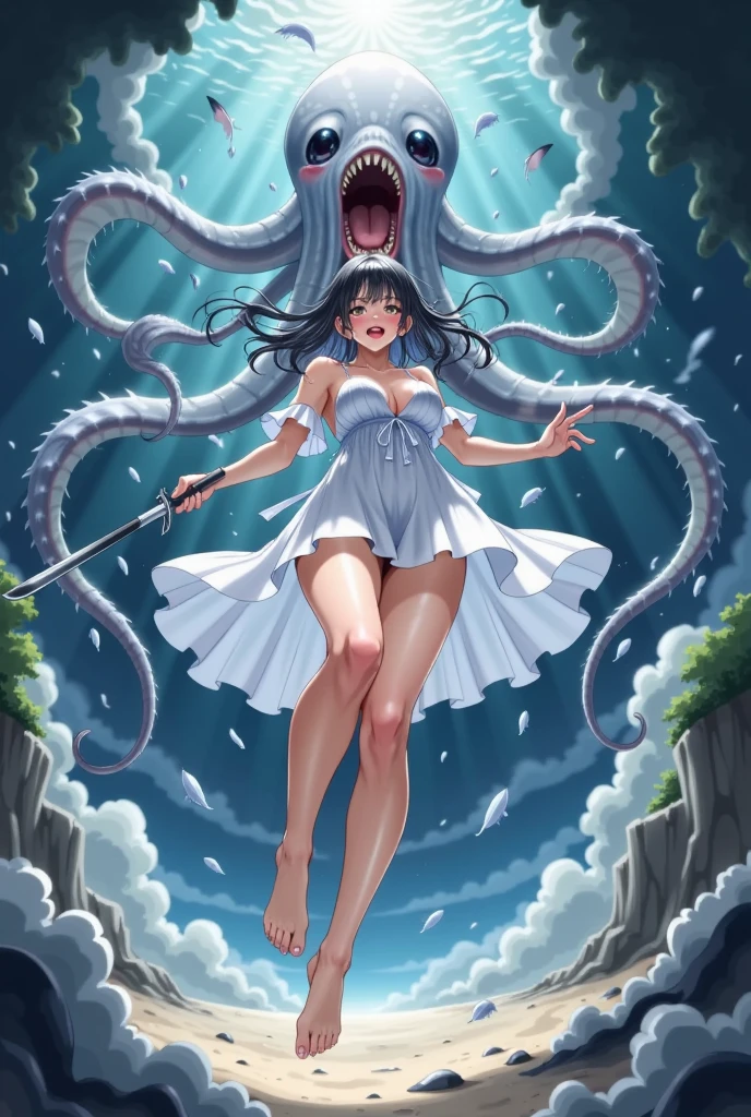 {{{{amazing quality, great quality, high quality, very aesthetic, aesthetic, best quality}}}},
realistic, photo, shadow, Three-dimensional, absurdres, Digital art,
{{{{Magical girl}}}}, beautiful girl, one girl,
black hair, long straight hair, hair, trimmed hair, shiny hair, blunt bangs, short sideburns,
brown eyes, tareme,
{{flat chest}}, {{small breasts}}, {{detailed body}}, slim thighs, thin thighs,
{{white leotard}, {leotard peek}}, {{pink sailor collar}}, {{pink elbow_gloves}}, {{red boots}},
ribbon trim, red bow tie, heart brooch, thigh strap, white headband, white circlet, white cloak,
{{both shoulders expose}}, {{covered navel}},
{{magic circle}}, troubled face, defeat, distress, resistance, absurdres, sexual pleasure, shy, orgasm, sensitive body, trembling, Sweat, disheveled hair, Multiple enemies attack the girl, {torn clothes}, {wet clothes}, {melted clothes}, {transparent clothes}, {damaged clothes}, half-naked, {Multiple enemies tears the girl's clothes}, {Multiple enemies wets the girl's clothes}, {Multiple enemies melts the girl's clothes}, {Multiple enemies takes off the girl's clothes}, {Multiple hands attack the girl}, Multiple hands rub the girl, Multiple hands fuck the girl, Multiple monsters caress a girl's breasts, Multiple monsters caress a girl's crotch, Multiple monsters lick the girl's body, Multiple monsters lick a girl's armpits,Multiple monsters lick girl's nipples, Multiple monsters lick a girl's crotch,