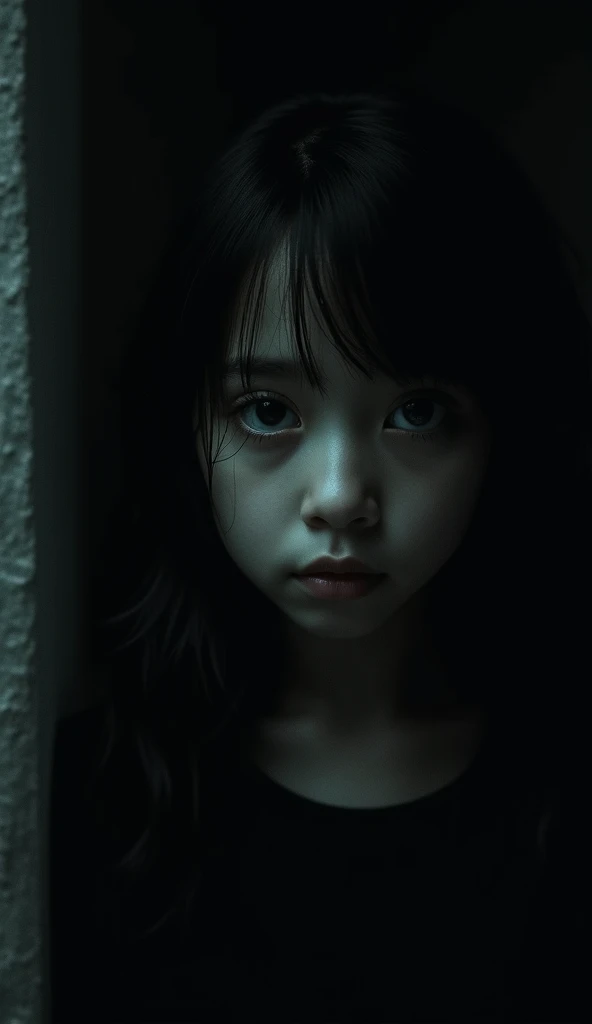 face staring from a dark room