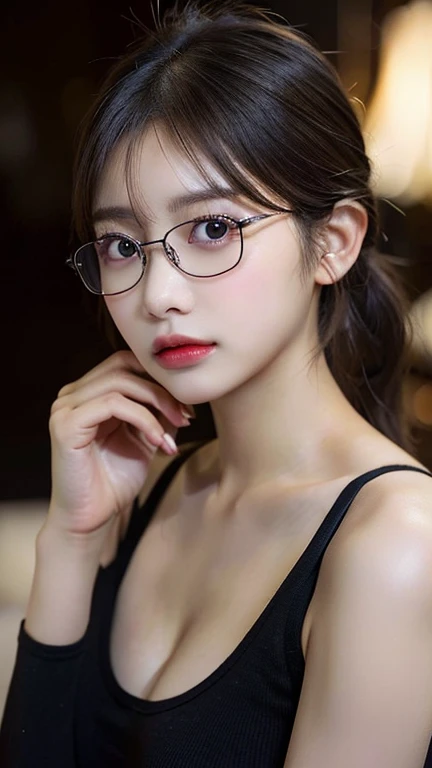 (Canon RF85mm f/1.2), (8K, original photo, best quality), (masterpiece), (Practical, photograph Practical), (Very detailed, High Detail, Best image quality, Very detailed, high resolution, Very detailed, Very detailed的描述, Ultrafine, Extremely exquisite and beautiful work), Beautiful and delicate girl, Solo Girl, ((Perfect body)), Very detailed eyes and face, White skin, Noble and beautiful, ((The skin texture is delicate, Pores)), Perfect anatomical structure, Beautiful Body, Delicate face, Slim abdominal muscles, Slim waist), Big Ass, (Large Breasts, Breast enlargement), (cleveage), (Soulful gaze, soulful eyes, Glowing eyes), (Beautiful clear eyes), (Bounce Curly Messy Long Hair), (Smile:1.2), (Fascinated expression), (Beautiful appearance), ((Low-cut，Wedding dress，No Sling，Show your shoulders，E Cup)), ((Tight)), ((Bud)), ((wear glasses)), earrings, necklace, ((night)), ((Street View, moonlight)), Physically Based Rendering, Realistic lighting, (((Deep Crack))), ((Looking at the audience)), ((eternal)), ((Happy and shy))