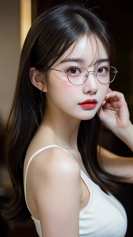 (masterpiece, best quality), (kpop idol, beautiful girl), BREAK 0406, (glasses:1.2),