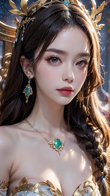 Arapefi, (2 girls,(One of them wore a green princess dress,1.5,),(The other wore a purple princess dress,1.5)), The chests collided together,Look into the camera, wearing high heels,Wear a crown,choker necklace,ssmile,Close up from above,In the castle,Window-side transparency,(oversized boobs,1.5),Expose cleavage,Look to the lens,tmasterpiece,Flawless,Sense of transparency,Empty inspiration,More details and decoration,Exposing thighs,8K,(Wear decorations such as rings,1.9),White-colored skin,Ornate ornament,black lence stockings,(Dissection is correct,PremiumQuality, high detal, Masterpiece,对称)