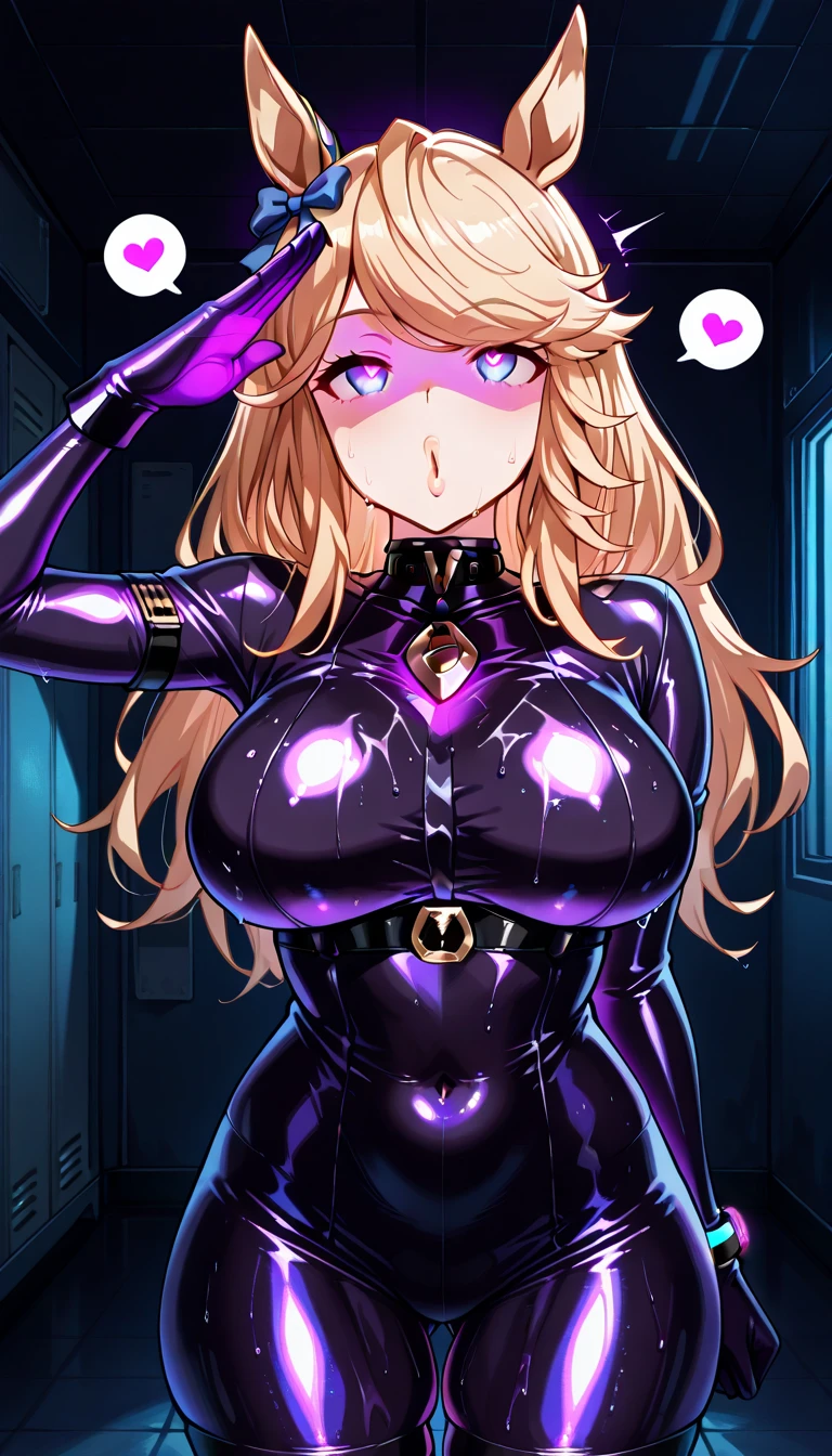 1 girl,Browsing Caution,Helmet, brainwashing, visor, wire, Eli Ase ,(lovelive),clavicle, Eyes glowing purple,Absurd, brainwashinging,Hollow Eyes, Big Breasts, Expressionless,(Black latex tight bodysuit),avert your eyes , 全身shape,(Highest quality、4K、8k、High resolution、Must have:1.2)、Very detailed、(reality、reality的なです、reality的な:1.37)、Ticker、Hyper HD、Studio Lighting、Ultra High Definition Paint、Sharp focus、Physically Based Rendering、Extreme Detail、Professional specifications、Vibrancy and color、Blurred、Sports portrait、landscape、Horror Style、anime Big Breasts、sf、photograph、Concept Artist、Five Fingers, Perfect body, {{{masterpiece}}}, {{{Highest quality}}}, {{Very detailed}}, {shape}, {{Very delicate and beautiful}},Improved cost performance、All Roles、Canon 5D MK4でphotograph、photograph,