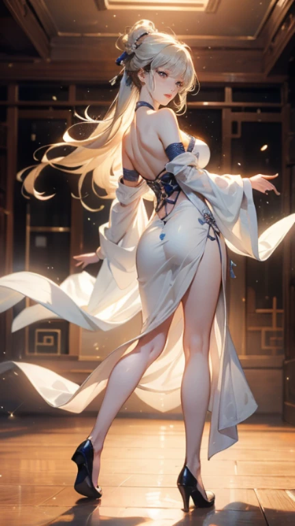 Personaje de videojuego megaman zero, Fairy Leviathan, (de primera calidad, masterpiece: 1.1), estilo anime, Todo el cuerpo desde la cabeza hasta los pies., En el ajetreo y el bullicio de la ciudad., Abre tus piernas, Crouch down and look back.., Beauty of 40 years, She wears a revealing red ribbed dress with slits......., cintura fascinante, pose sexy, Looking to the camera, Plain transparent ribbed dress with slits, Plain transparent ribbed dress with slits with plunging neckline, sin sujetador, bellezas sexys, Nipple bumps are reflected in a dress with ribbed slits, Piel blanca como el cristal, Accesorios dorados en manos y pies., piel reluciente de sudor, medias negras, tacones altos