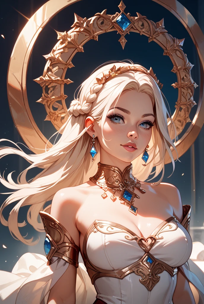Huge boobs, full cleavage, boobs stretching top to the limit, boobs to big for cloths, skindentation, intricate, highly detailed, digital painting, artstation, concept art, smooth, sharp focus, illustration, Unreal Engine 5, 8K, art by artgerm and greg rutkowski and alphonse mucha